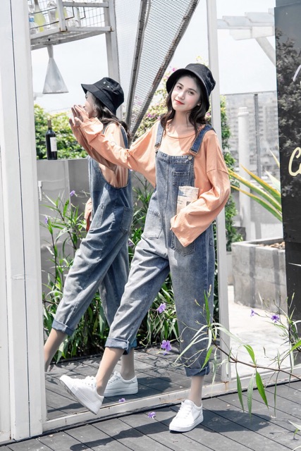 Yếm jeans dáng dài