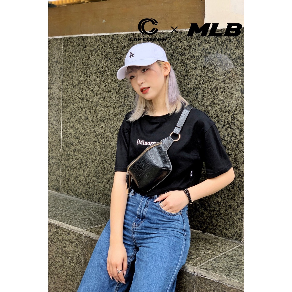 Mũ lưỡi trai nón kết MLB màu trắng thêu chữ nhỏ LA hoặc NY màu trắng hàng VNXK