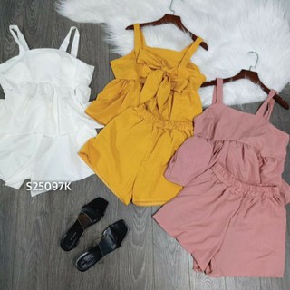 SET ÁO 2 DÂY ĐŨI CỘT NƠ LƯNG QUẦN SHORT