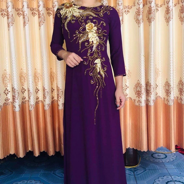 Áo dài thiết kế đính phale handmade