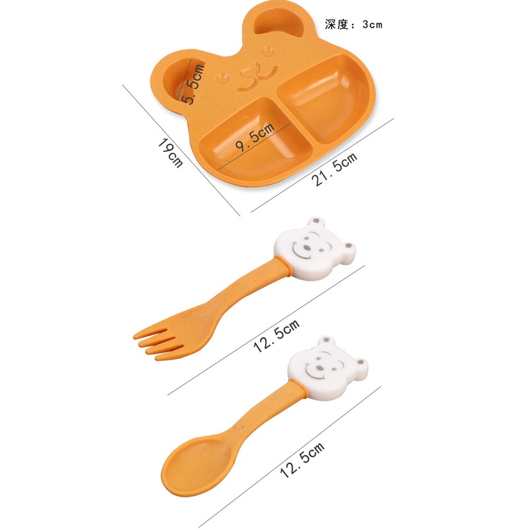 Bộ Tô Muỗng Nĩa Chất Liệu Lúa Mạch Họa Tiết Hoạt Hình Cho Bé