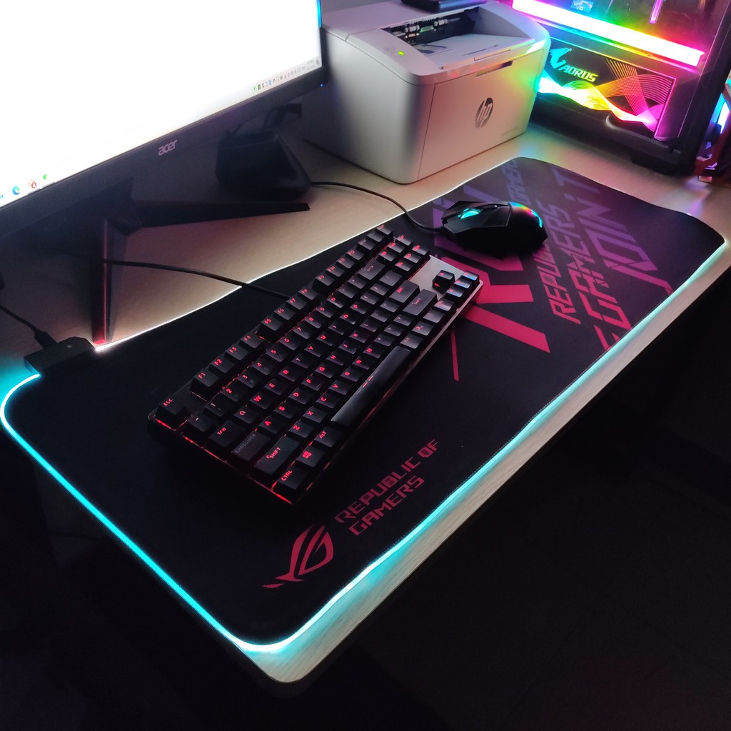 Mouse Pad, bàn di chuột, lót di chuột tích hợp Led RGB ROG sáng viền, kích thước 80cm x 30cm dày 4mm