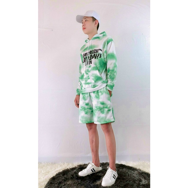 Sét Bộ Hoodies Nam Áo Nỉ Tay Dài Kết Hợp Quần Short Chất Nỉ Mềm Loang Màu in Pokemon Form Rộng Hót Trend NEW UNISEX