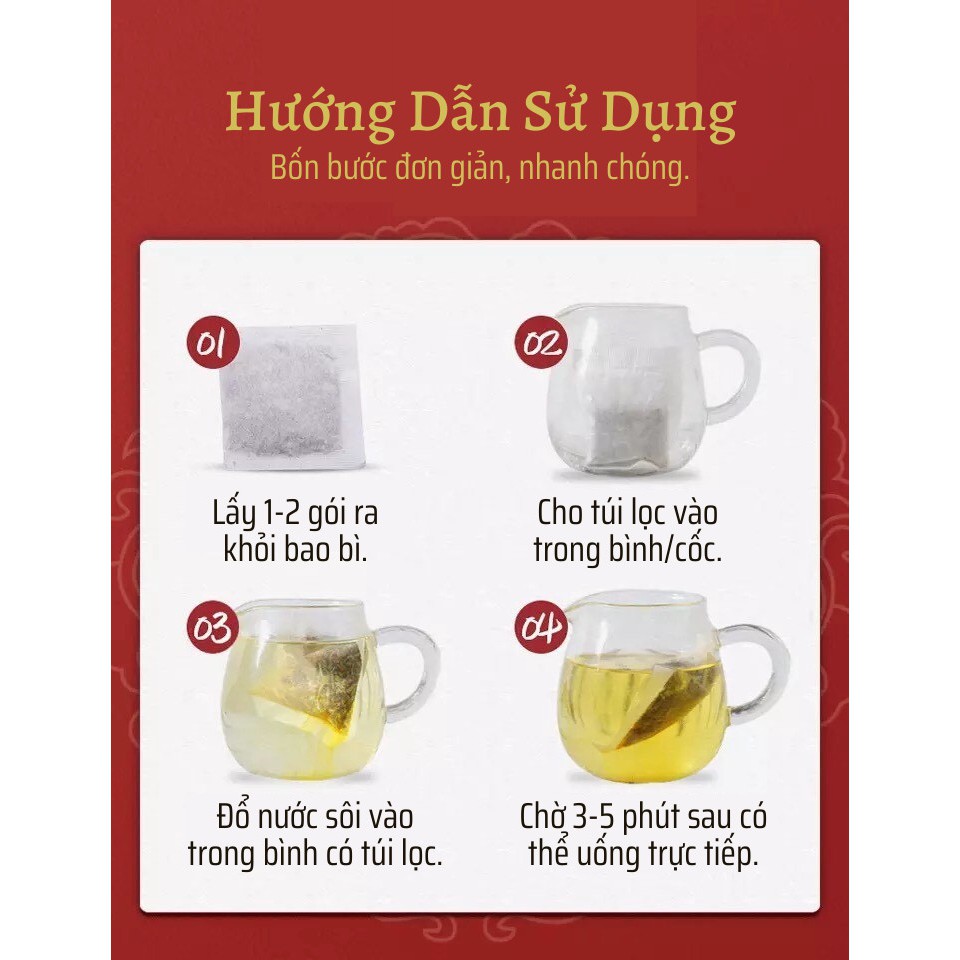 Trà dưỡng nhan giảm cân - Thảo mộc túi lọc giảm cân an toàn, eo thon, hết mụn, đẹp da, hỗ trợ tiêu hóa Thông Cát