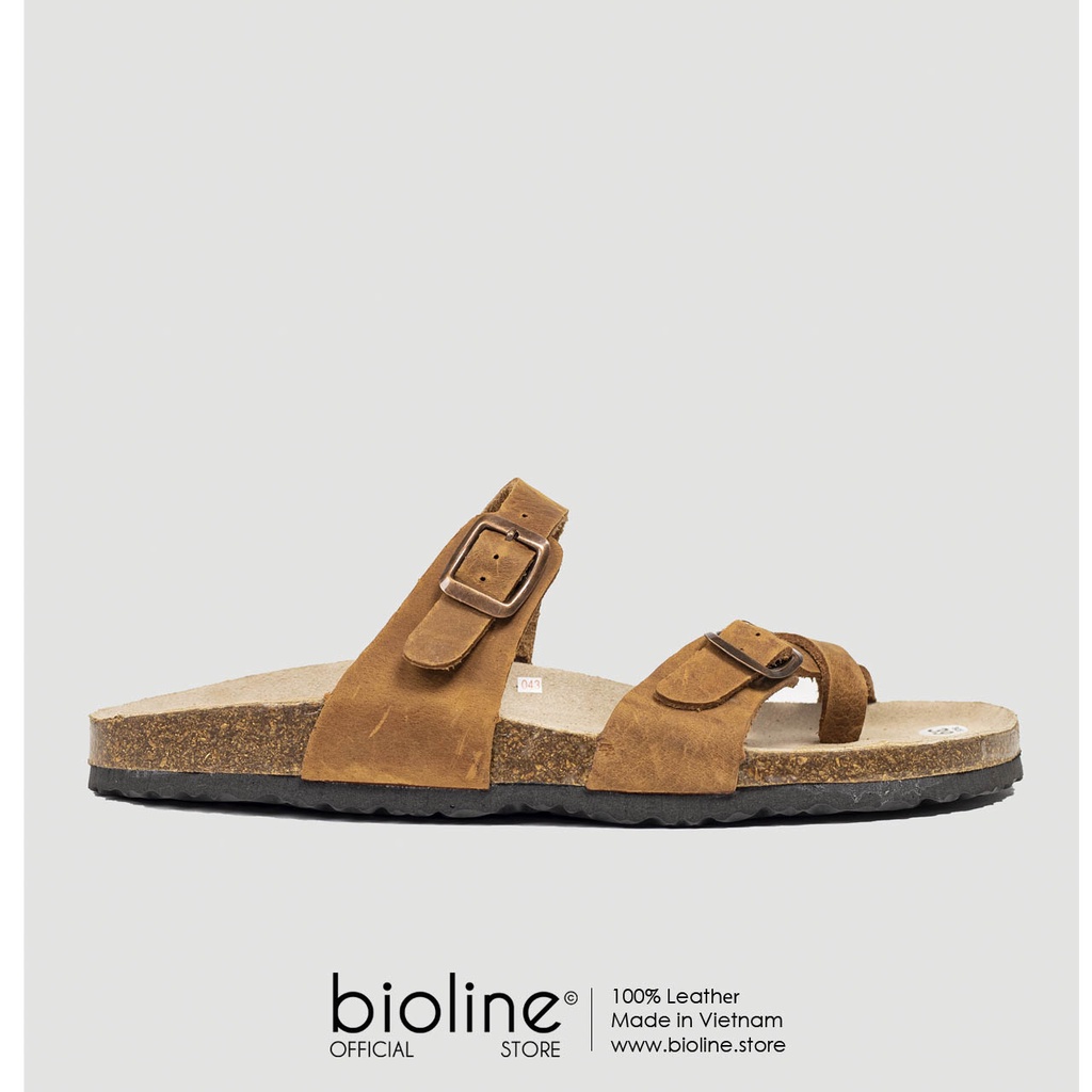 D06-Dép da bò xỏ ngón, quai chéo Birken Bioline Unisex