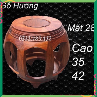 Đôn trống ngồi phòng khách gỗ hương mặt 28 cao 35,42