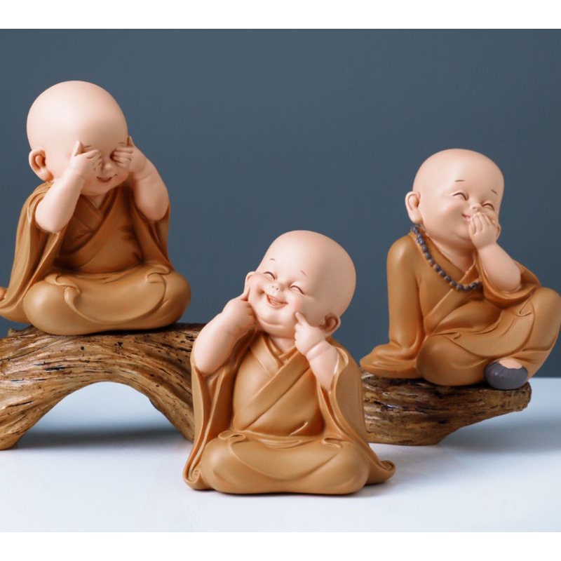 Bộ tượng tam không size lớn trang trí tiểu cảnh,non bộ,cây cảnh.Kích thước cao 10cm,giá 208k/1 bộ