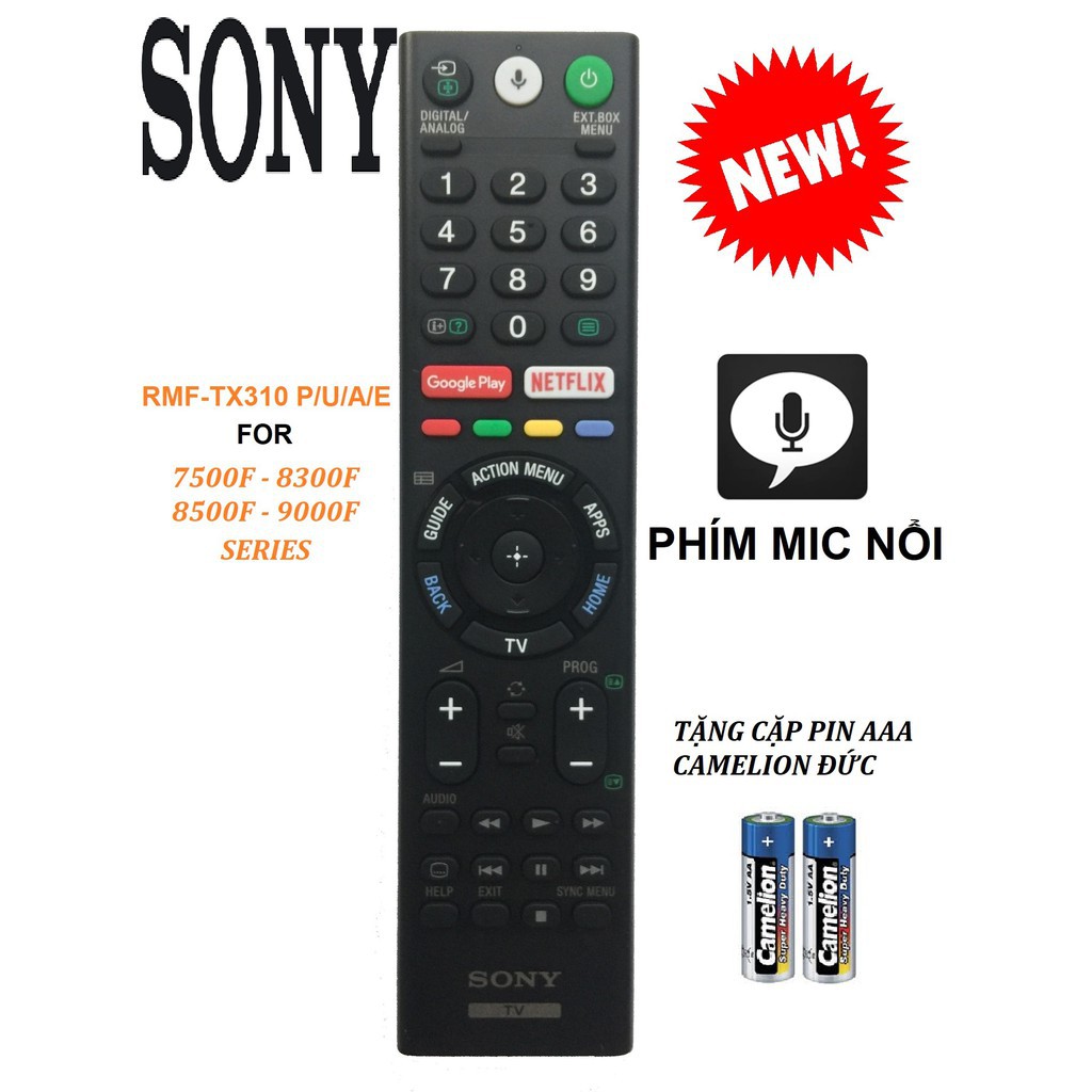 REMOTE ĐIỀU KHIỂN TIVI SONY SMART RMF-TX200-TX310P 310U 310E CÓ MIC NỔI TẶNG PIN ( Hàng chính hãng )