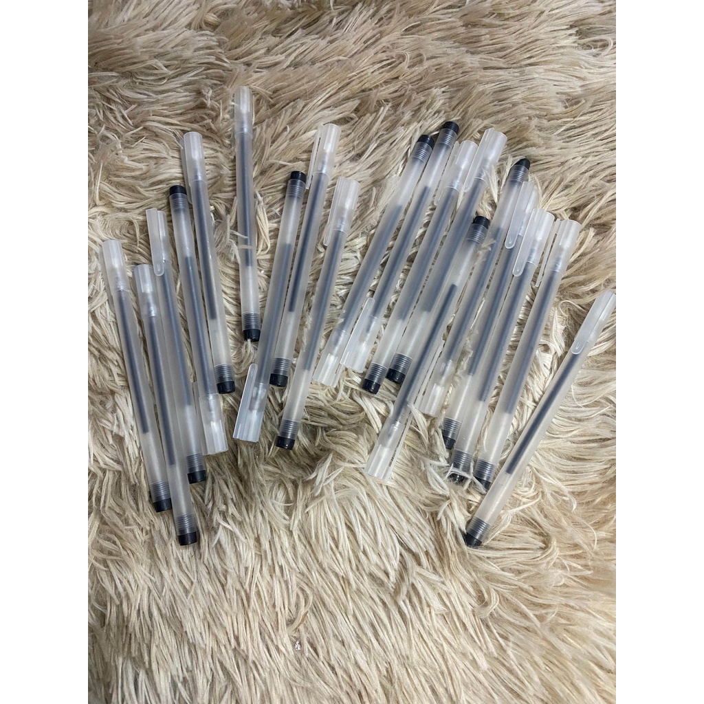 Bút bi nước học sinh 0.5mm mực đều, nét chữ đẹp màu xanh, đen - Bút Bi Mực Đen Nhám Kiểu Muji Đơn Giản Siêu Nhẹ