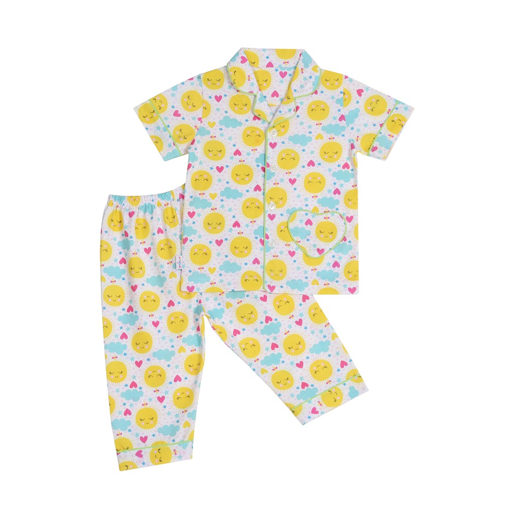 Bộ pyjamas tay ngắn bé gái 1149- HELLO BB