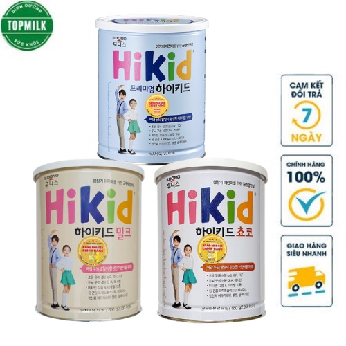 Sữa Hikid vani, socola, tách béo, hikid dê hộp 600gr - 700gr
