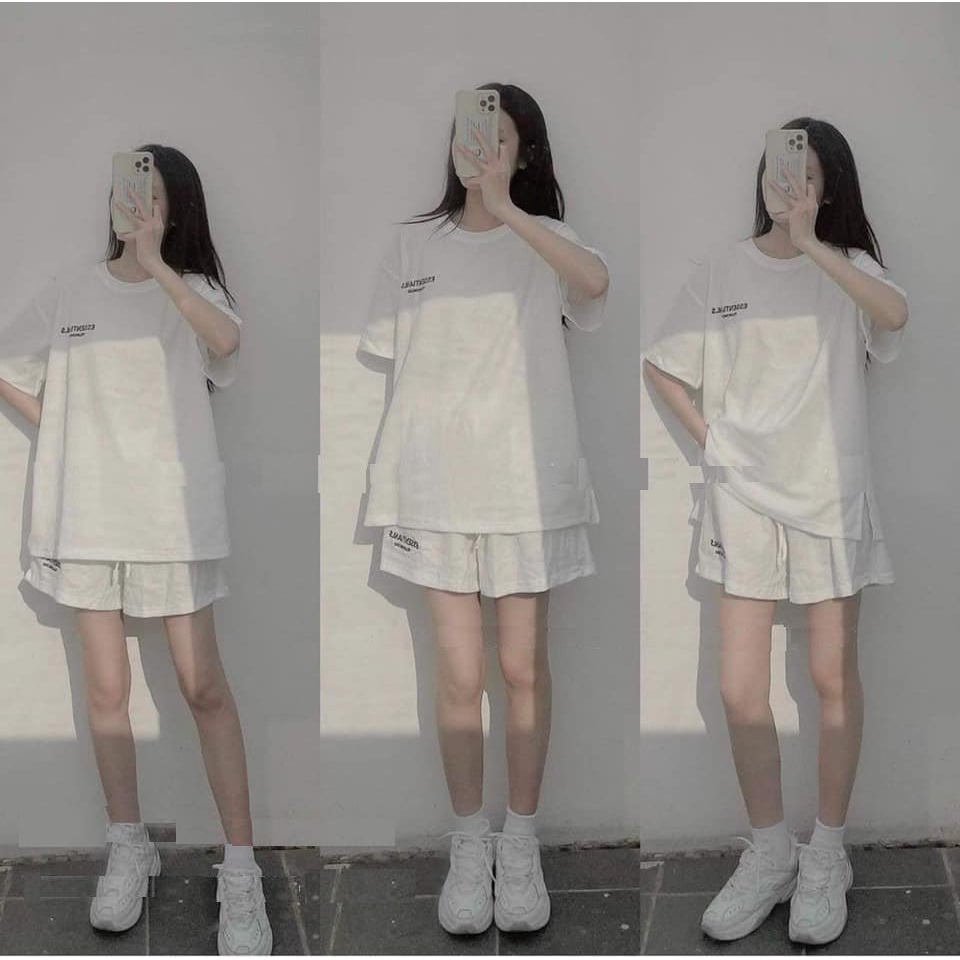Set Thun Cộc Tay Unisex Thêu Chữ Unsp 💙 HD Clothings 💙 Bộ áo phông tay lỡ oversize basic kèm sooc đùi ống rộng Ulzzang