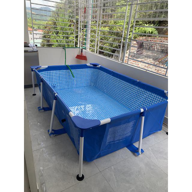 Bể bơi lắp ghép khung kim loại cao cấp 4.5m x 2.2m x 84cm 28273 Siêu KM quà trị giá 300k, 2 bịt tai, 2 phao tròn, 2 bóng