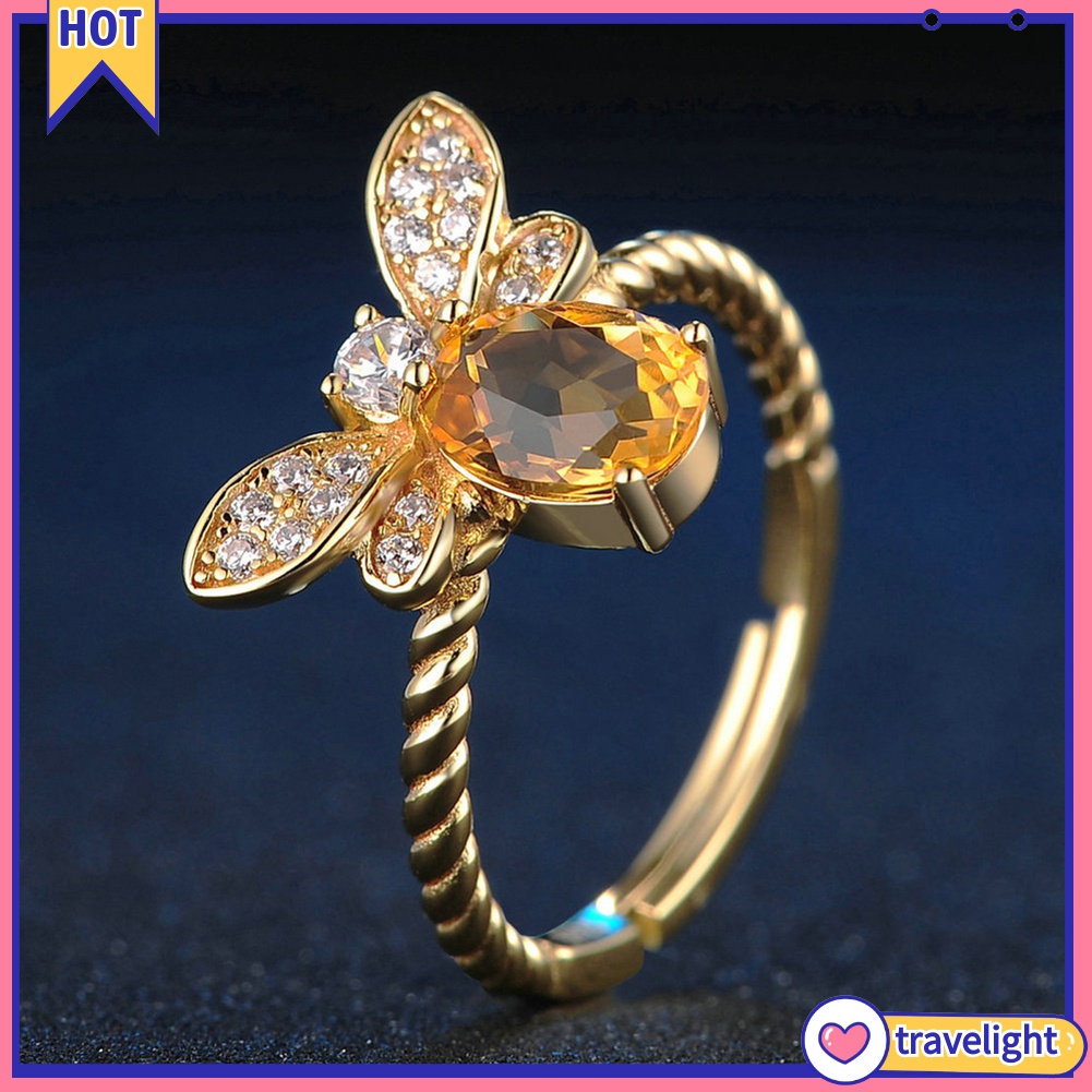 Nhẫn Hở Hình Con Ong K1 Đính Đá Thanh Lịch