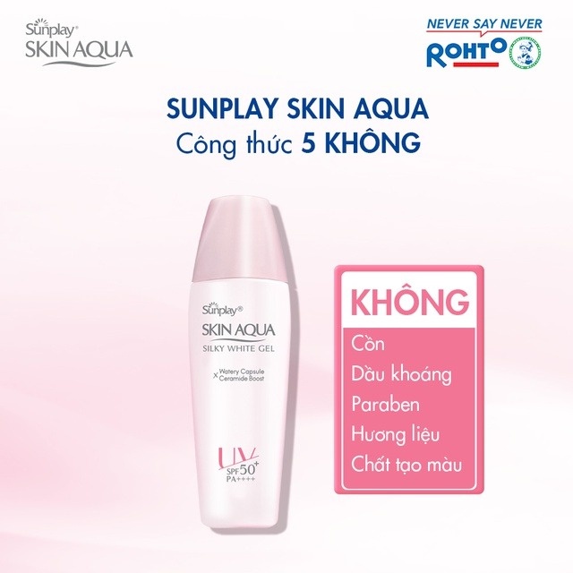 Kem Chống Nắng Sunplay Skin Aqua Nắp Hồng SUNPLAY Skin Aqua Silky White Gel SPF50+/PA++++ 70g Cấp Ẩm