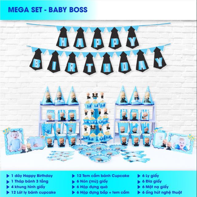 Set MEGA trang trí sinh nhật chủ đề Nhóc Trùm ( Baby boss )