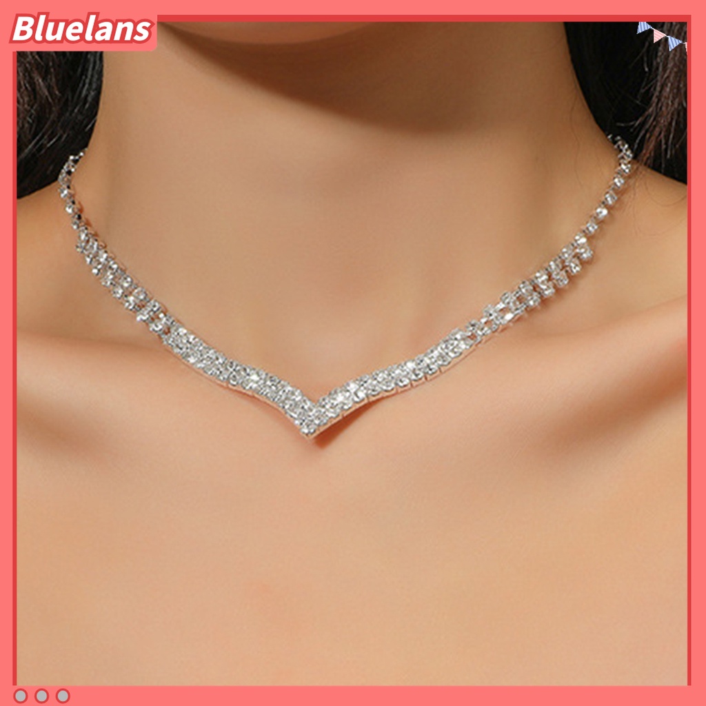 1 Set Vòng cổ Và Đôi Khuyên Tai Đính Đá Thời Trang Cho Nữ