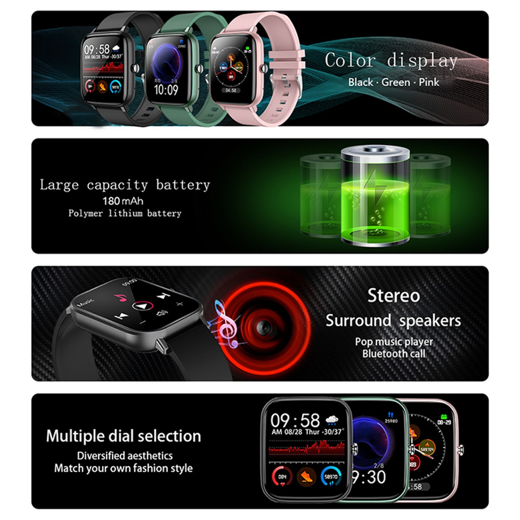 Applewish P6 Sports Smart Watch Fitness Heart Rate Bluetooth Call Watch Touch-Screen IP67