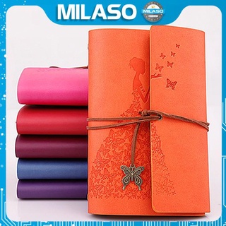 Sổ Tay Bìa Còng Bìa Da Mềm Ghi Chép MILASO Khắc Chìm Phụ Kiện Bươm Bướm độc đáo SN-001106