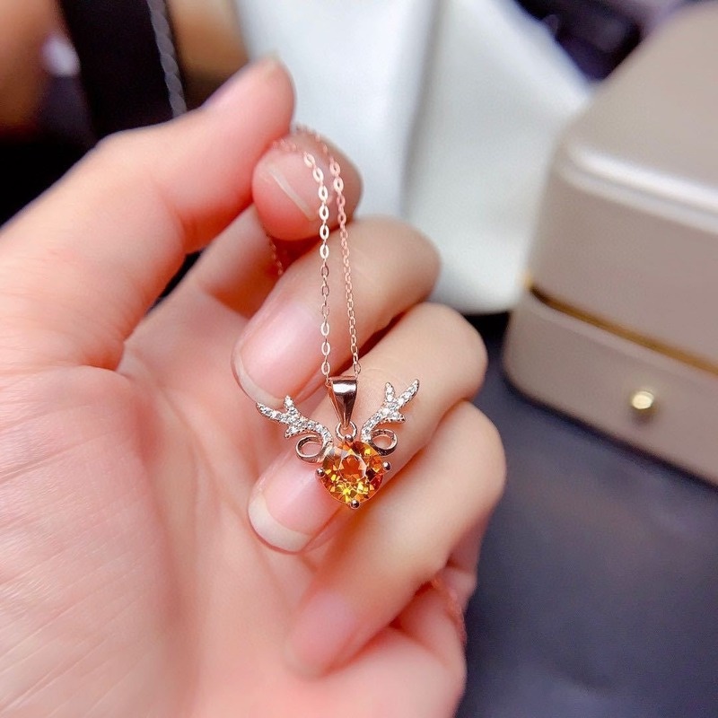 Thời Trang vòng cổ Mặt Hình Sừng Hươu Đính Đá