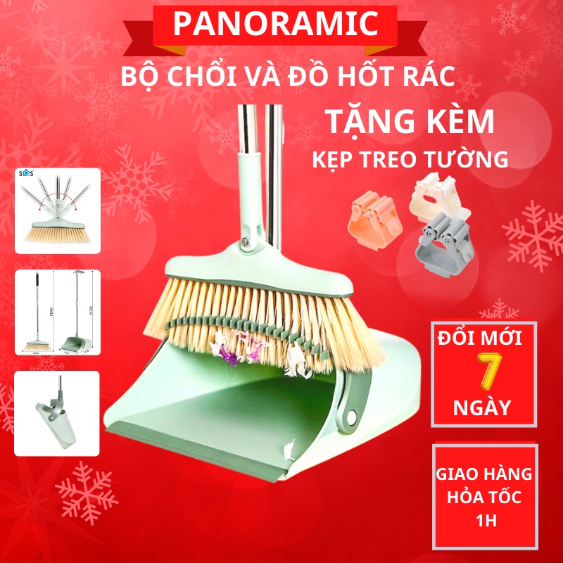 Chổi nhựa quét nhà thông minh kèm khau hót, chổi quét rác đa năng cán dài có ky hốt rác đi kèm 2 in 1