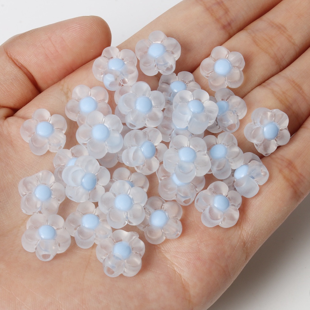 Bộ 30/60 hạt nhựa trong suốt hình hoa dùng làm trang sức thủ công