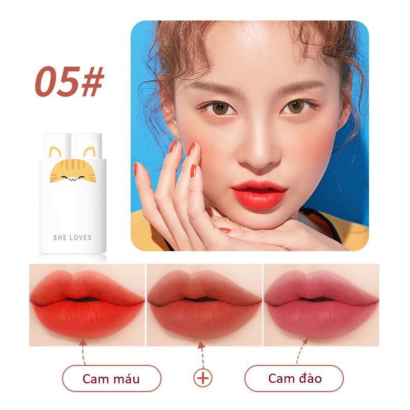 Son She Loves Dog and Cat Diary Matte Lipstick siêu lì hàng nội địa Trung | BigBuy360 - bigbuy360.vn