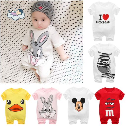 Bộ Áo Liền Quần Cotton Thời Trang Dễ Thương Cho Trẻ Sơ Sinh