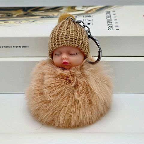 Móc Khóa Búp Bê Ngủ Lông Xù Dễ Thương Dành Cho Nữ