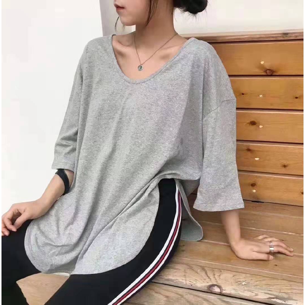 Áo Thun Nữ Tay Ngắn Xẻ Tà Phong Cách Hàn Quốc
