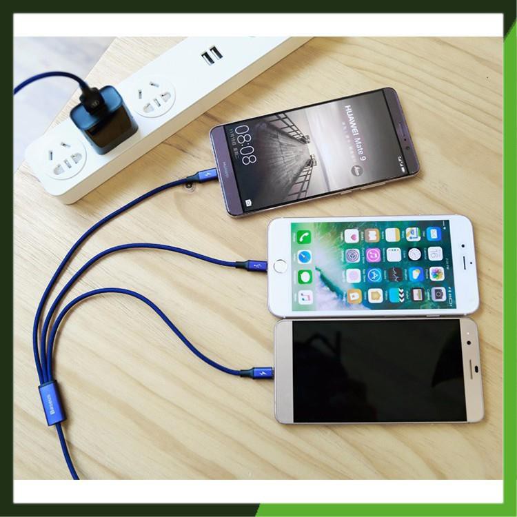 [HÀNG CHÍNH HÃNG] Cáp sạc Baseus Rapid Series 3-in-1 Cable iPhone + Micro + Type C 3A dài 1m2 Fast Charging Cable
