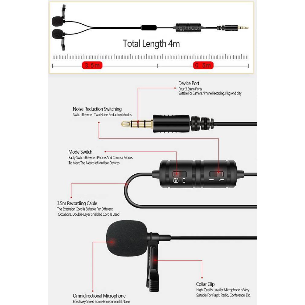 Mic thu âm đôi cho điện thoại máy ảnh VM50