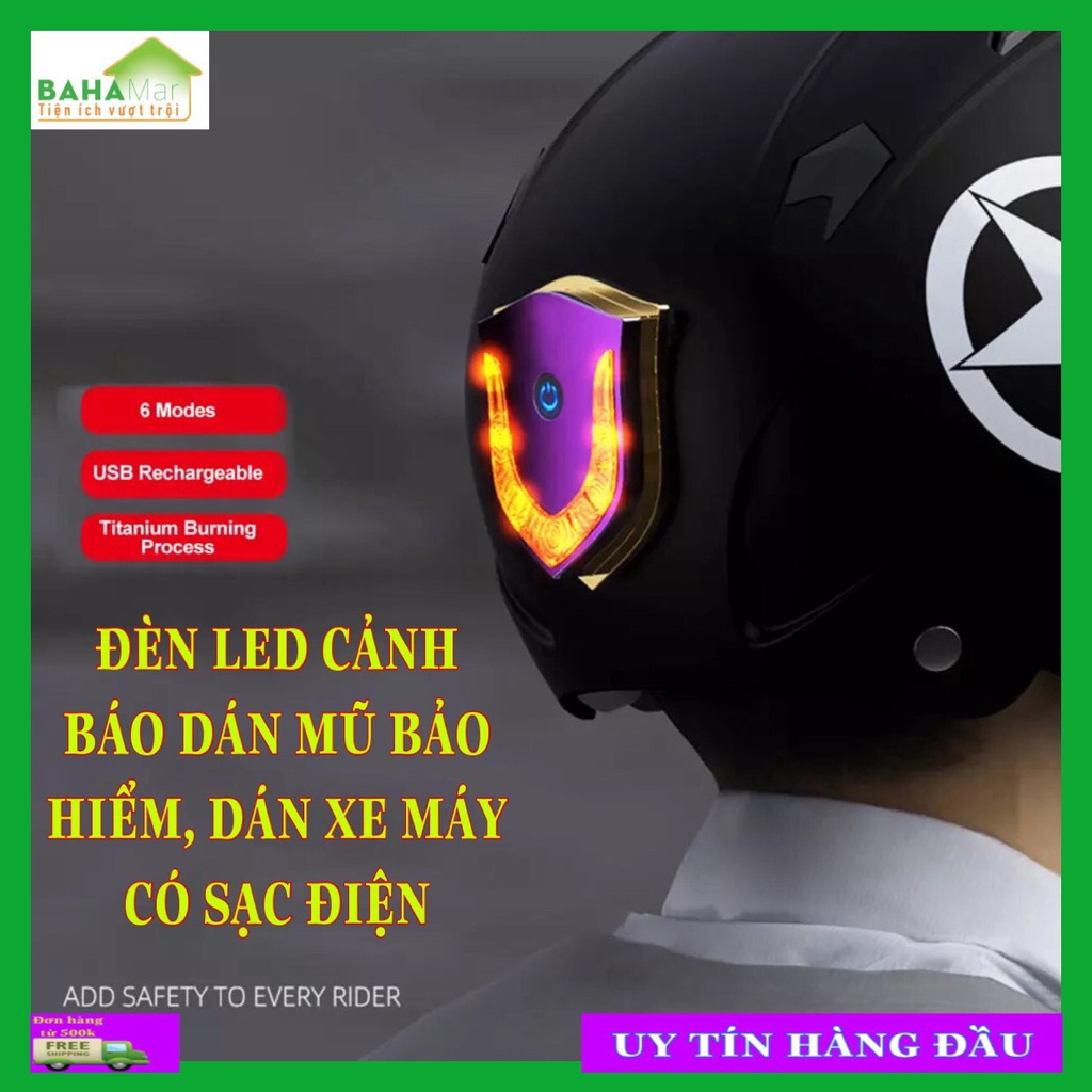 ĐÈN LED CẢNH BÁO DÁN MŨ BẢO HIỂM, DÁN XE MÁY CÓ SẠC ĐIỆN "BAHAMAR" cảnh báo hiệu quả và giúp lái xe an toàn hơn với công