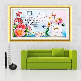 Tranh đính đá Vợ Chồng Đồng Hồ LG-1295 - Kích thước 90x55cm