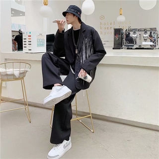 Áo Khoác Blazer In Họa Tiết Graffiti Cá Tính Cho Nam Kiểu Hàn Quốc Cỡ M-2xl