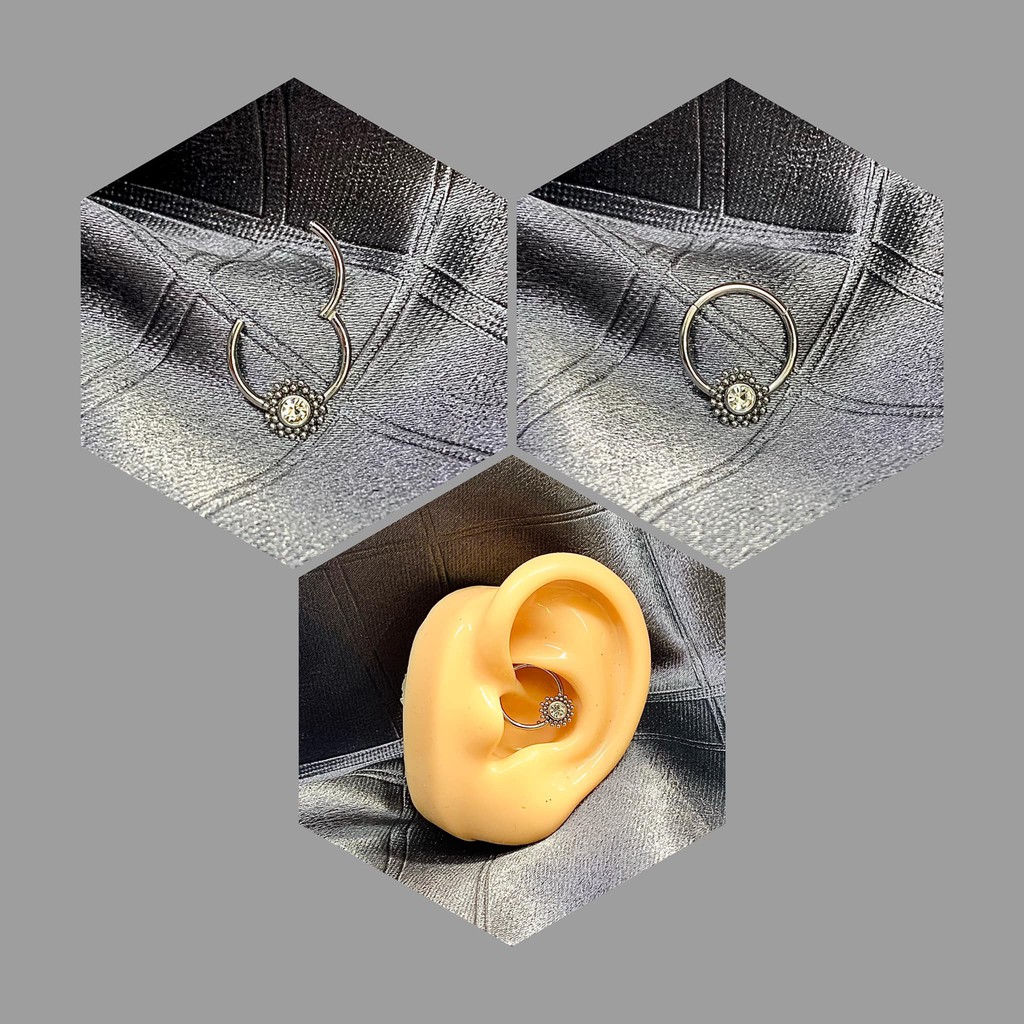 1 CHIẾC KHUYÊN BẬT KHẤC HOA 10MM - ĐEO DAITH - SEPTUM