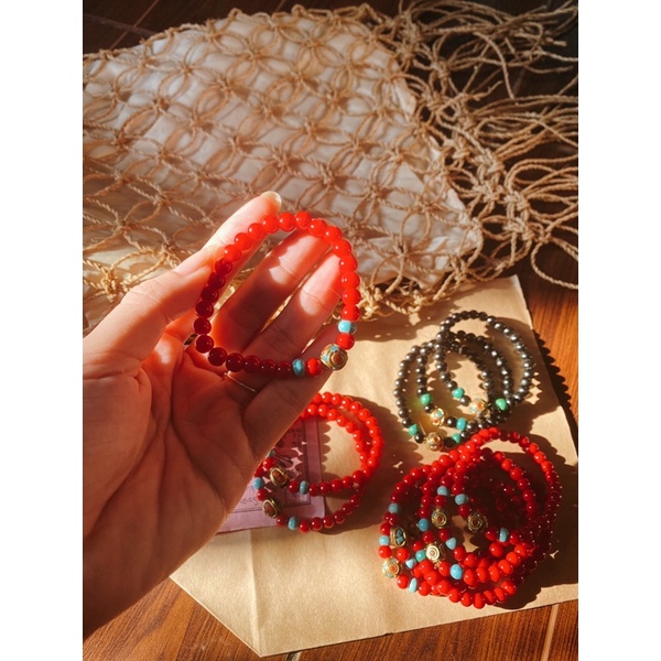 Vòng đá bình an Tây Tạng vòng có hạt đá turquoise