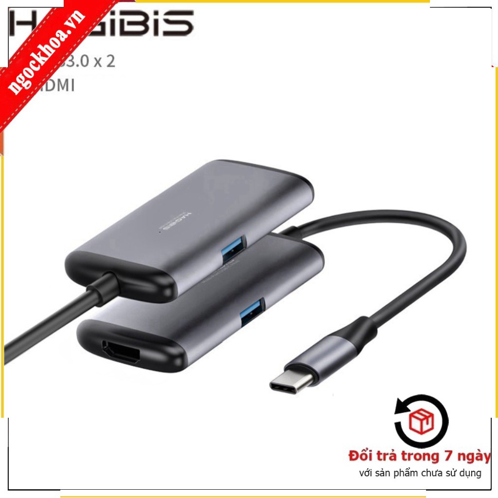 T-  Cổng Chuyển USB Type-C Ra  HDMI + 2 USB3.0 Hagibis 3 in 1