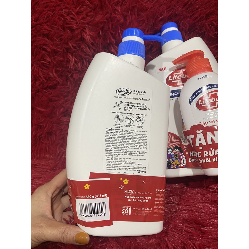 Sữa tắm Lifeboy 850ml (tặng kèm nước rửa tay lifeboy 120ml) - hàng khuyến mại hấp dẫn