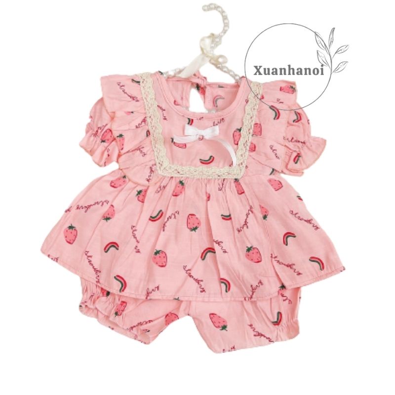 Bộ bé gái Pijama áo bèo quần bồng 3 mầu Hồng, Vàng, Be XHN895