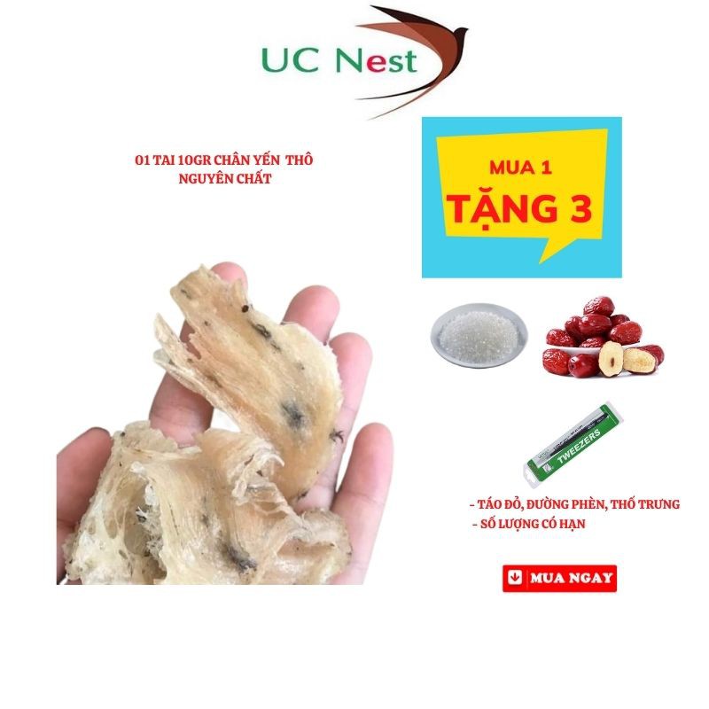 Chân yến thô tặng Nhíp nhặt lông yến táo đỏ đường phèn 10gr