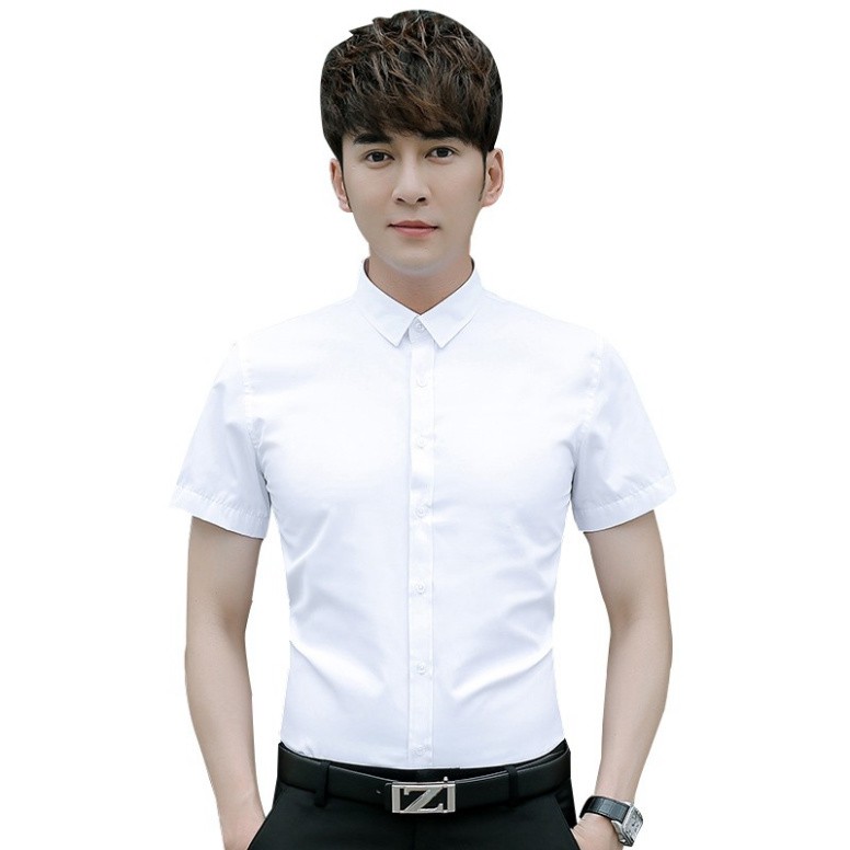 Áo sơ mi nam Ngắn Tay kiểu dáng Hàn Quốc , vải lụa thái mềm mịn , chống nhăn cao cấp