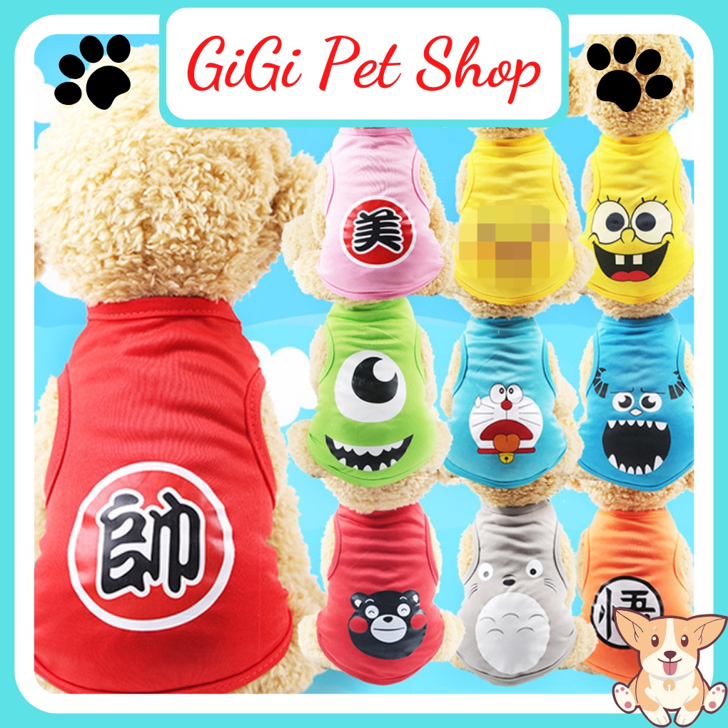 Quần áo thú cưng cho chó mèo thoáng mát nhiều họa tiết dễ thương cute giao ngẫu nhiên - Gi Gi Pet Shop