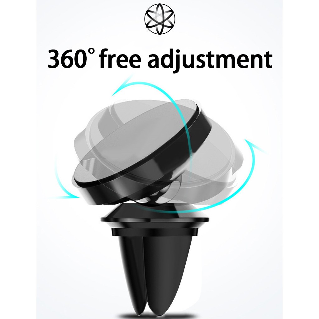 Giá Đỡ Điện Thoại Từ Tính Xoay 360 Độ Bằng Kim Loại Gắn Lỗ Thông Gió Xe Hơi° Kẹp Dính Xoay