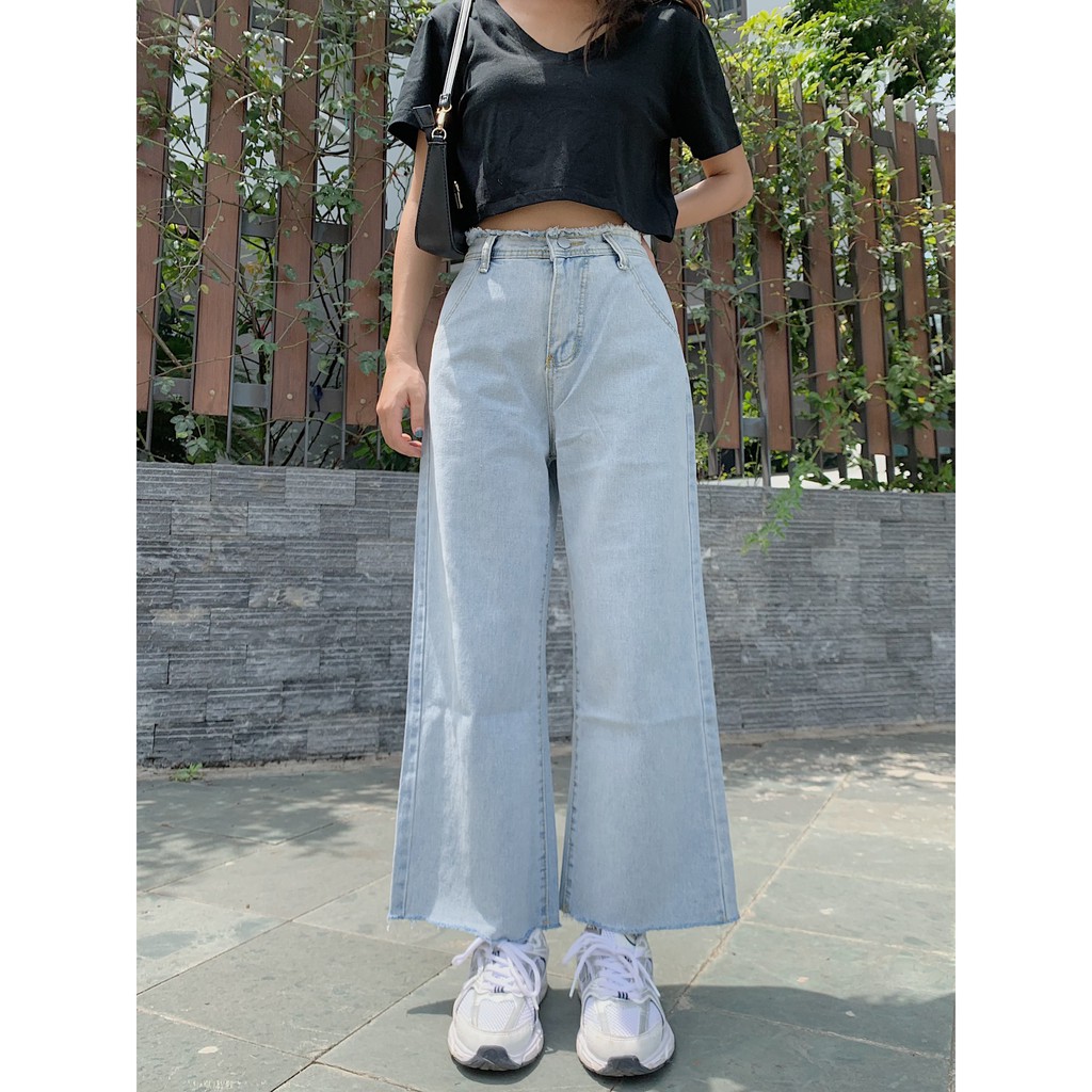 Quần bò ống rộng lưng cạp chun QB168 1994closet