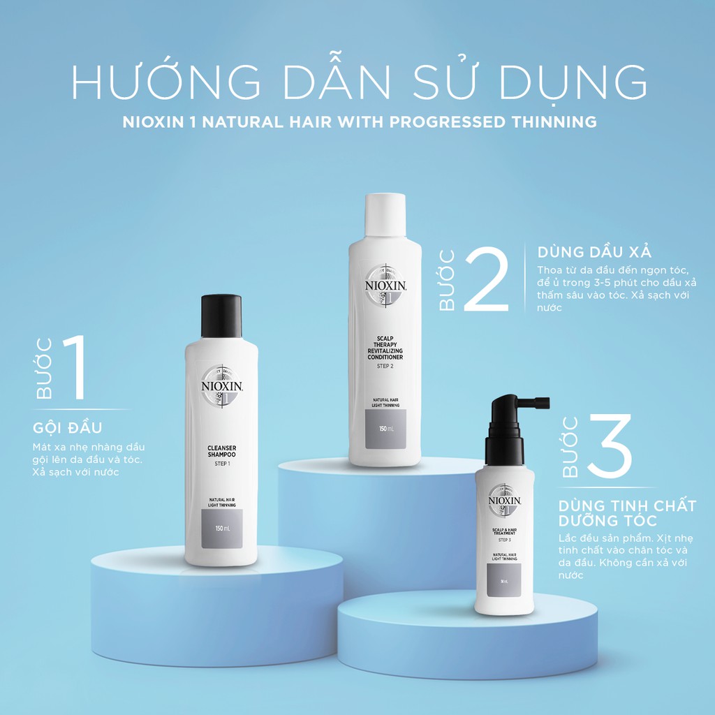 Bộ Chăm Sóc Tóc NIOXIN 1 Dành Cho Tóc Tự Nhiên, Thưa Mỏng Và Rụng Nhẹ Natural Hair Light Thinning