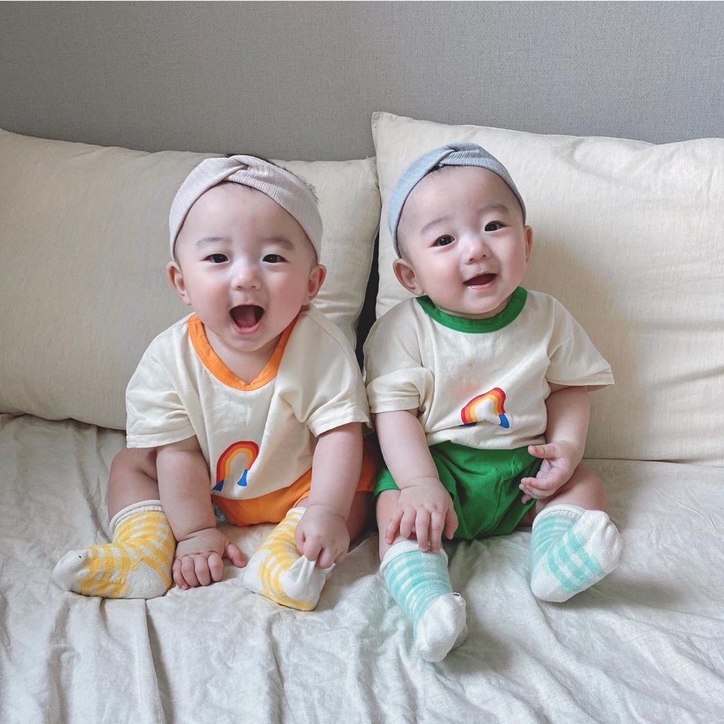 Bộ Áo Thun Tay Ngắn + Quần Short Thời Trang Mùa Hè Cho Bé Trai / Gái