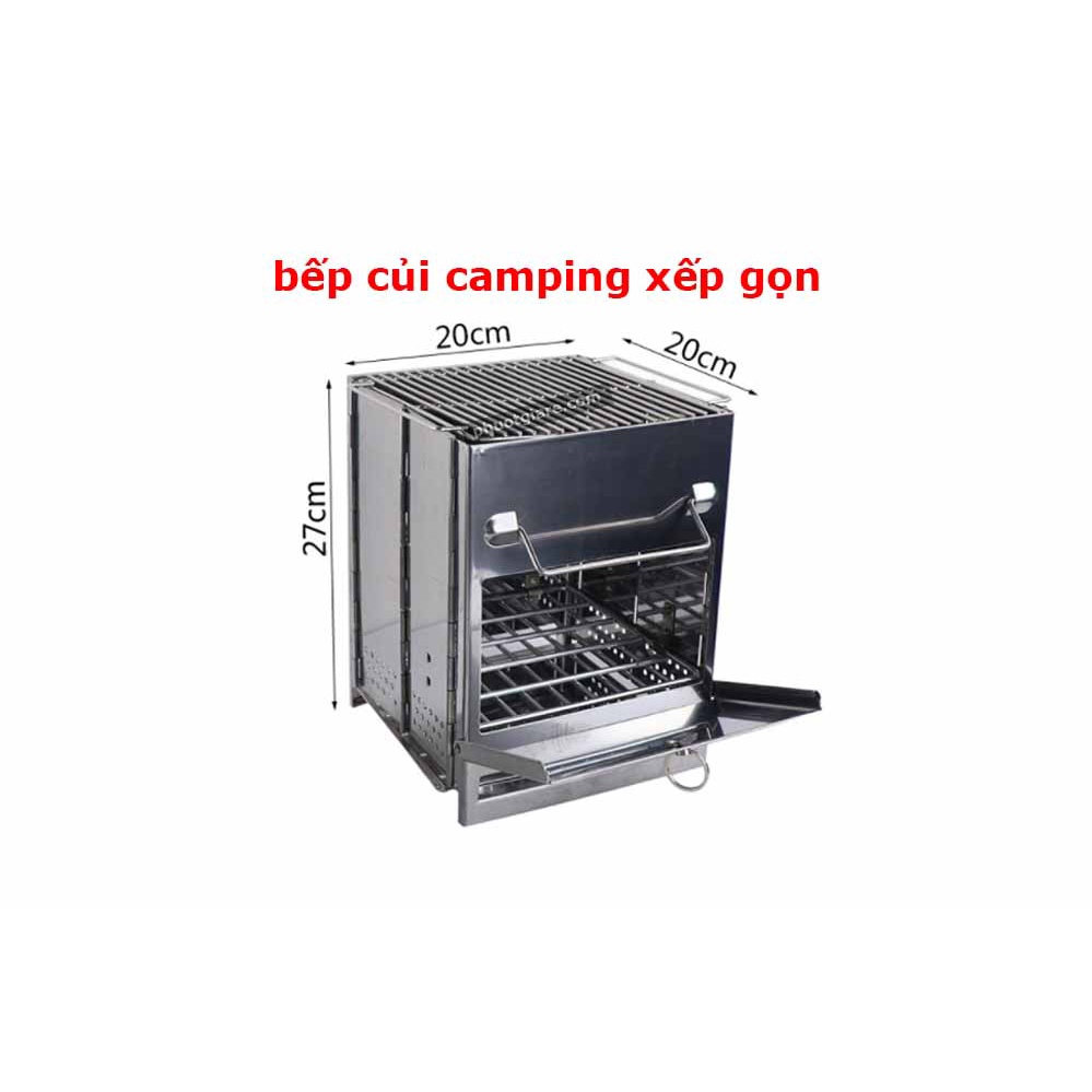 Bếp củi camping xếp gọn cắm trại dã ngoại du lịch size lớn