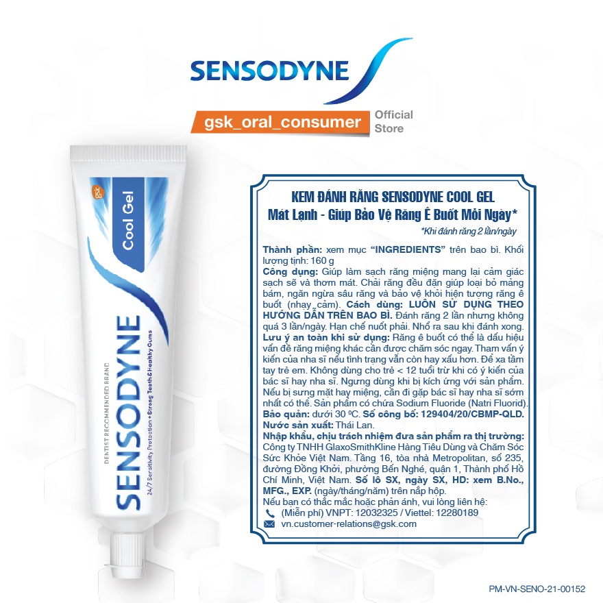 Kem đánh răng Sensodyne Cool Gel 160g