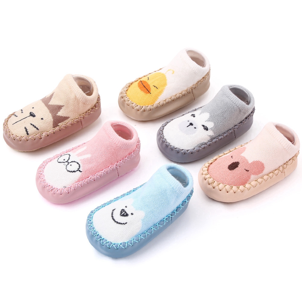 Giày vải cotton họa tiết chú gấu / thỏ hồng hoạt hình cho bé từ 0 -2 tuổi
